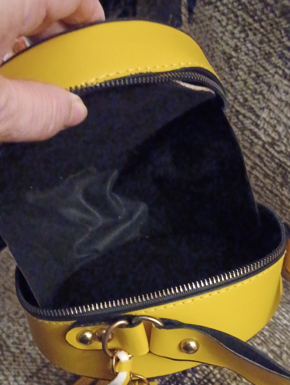 4/$60 Yellow Round Crossbody Bag with Tassel - Picture 4 of 6